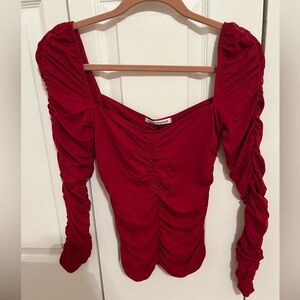 Esra Queen Anne Red Rouched Reformation top